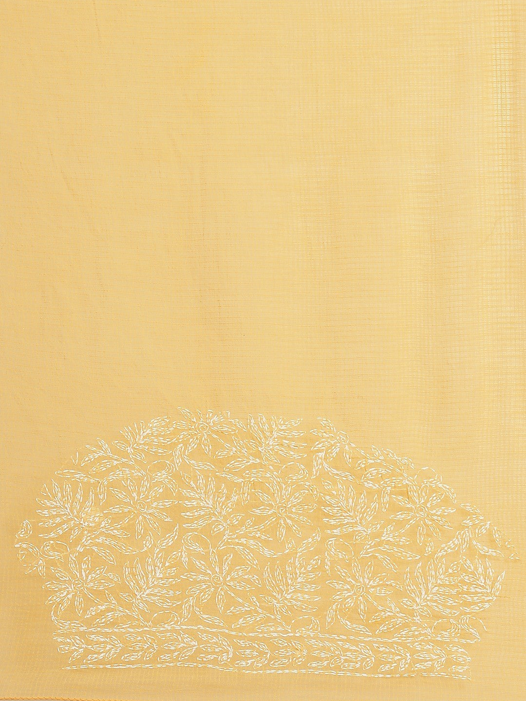 Ada Hand Embroidered Mustard Kota Lucknow Chikan Saree With Blouse- A311226
