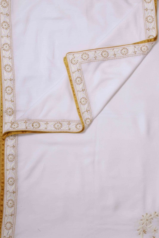Ada Hand Embroidered White Cotton Lucknowi Chikankari Table Cover A156733
