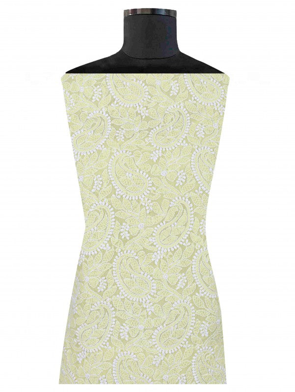 Ada Hand Embroidered Lemon Cotton Lucknowi Chikankari Unstitched Suit Piece 01A197630