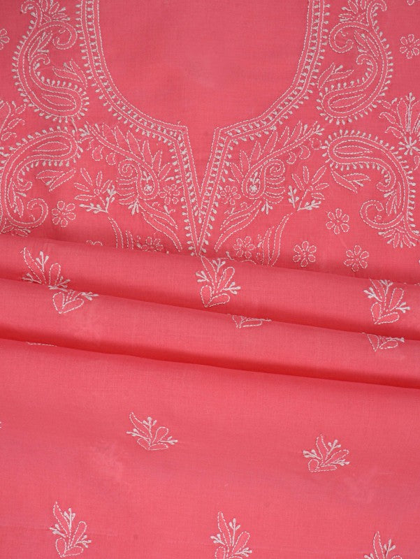 Ada Hand Embroidered Hot Pink Cotton Lucknowi Chikan Unstitched Suit Piece A266773