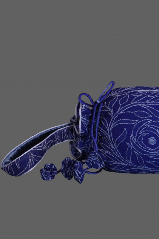 Ada Hand Embroidered Royal Blue Georgette Lucknow Chikankari Potli A601170
