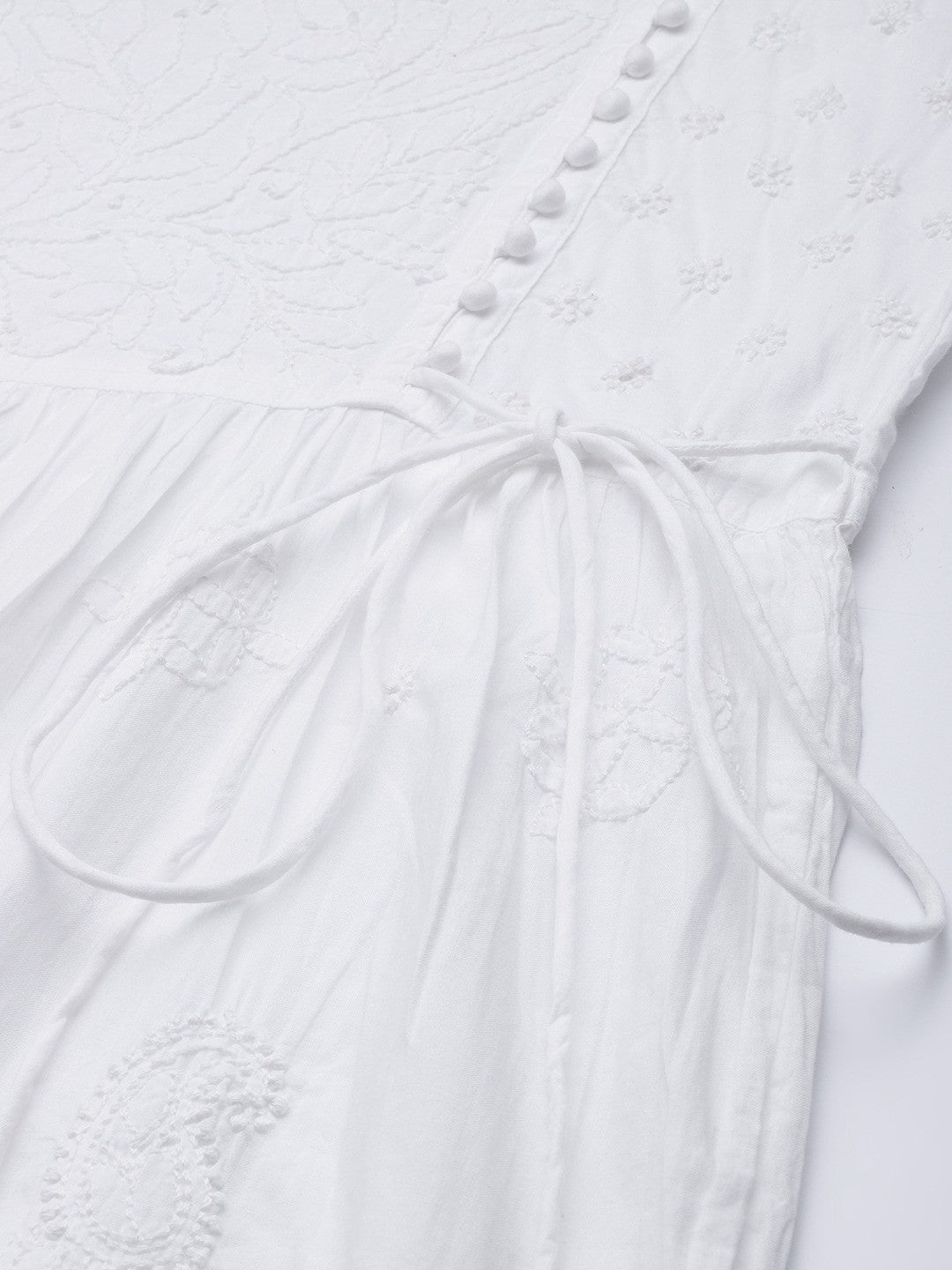 Ada Hand Embroidered White Cotton Lucknowi Chikankari Kurta With Dhoti Set A811180