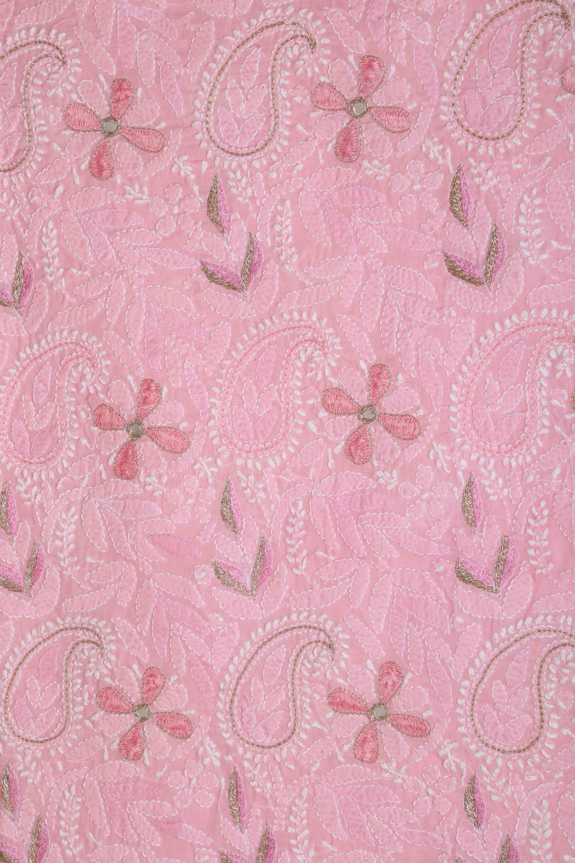 Ada Hand Embroidered Pink Cotton Lucknowi Chikankari Unstitched Suit Piece With Zardozi Work 01A191856