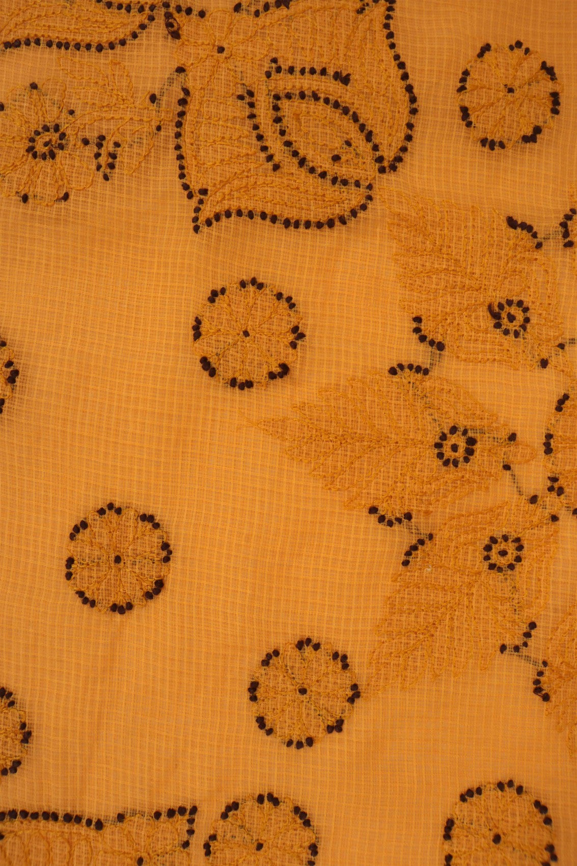 Ada Hand Embroidered Mustard Kota Lucknowi Chikankari Saree With Blouse A606778