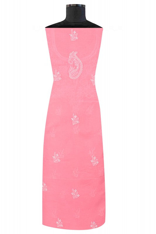 Ada Hand Embroidered Pink Cotton Lucknowi Chikan Unstitched Suit Piece A213045