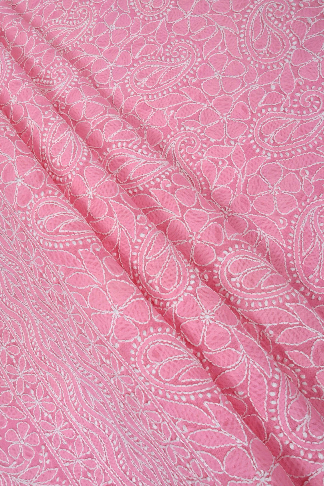 Ada Hand Embroidered Pink Cotton Lucknowi Chikankari Unstitched Suit Piece 01A170176