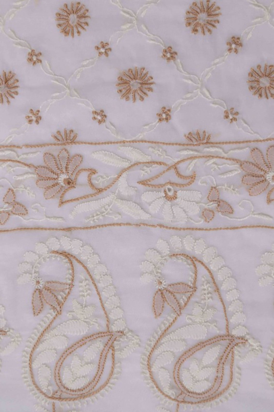 Ada Hand Embroidered White Pure Georgette Lucknowi Chikankari Dupatta A178241