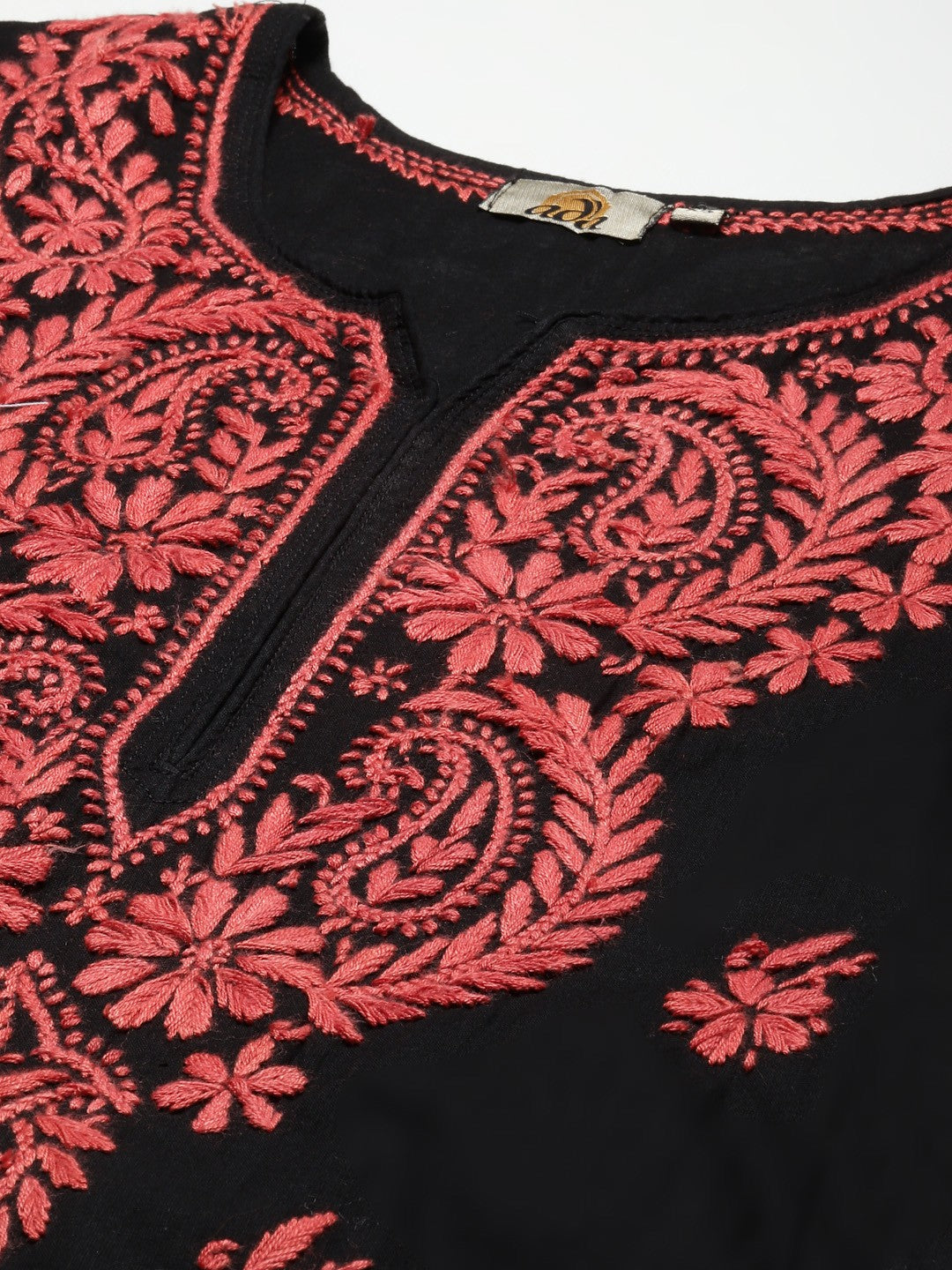 Ada Hand Embroidered Black Cotton Lucknow Chikankari Kurta A411278