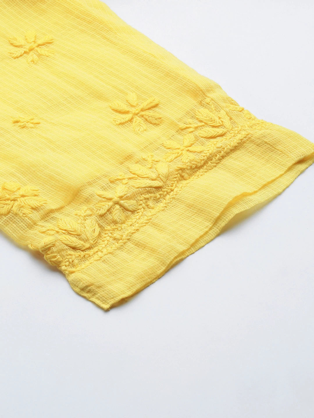Ada Hand Embroidered Yellow Kota Lucknowi Chikankari Palazzo A711120