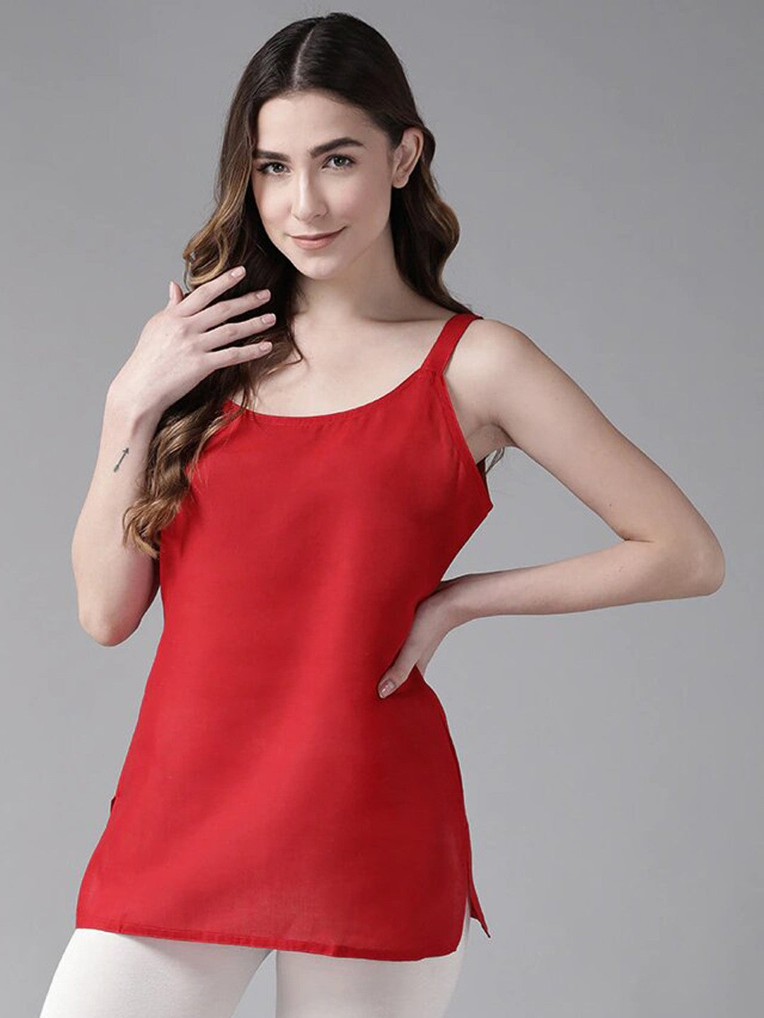Ada Red and Black Cotton Short Slips Combo of 2  A316728.