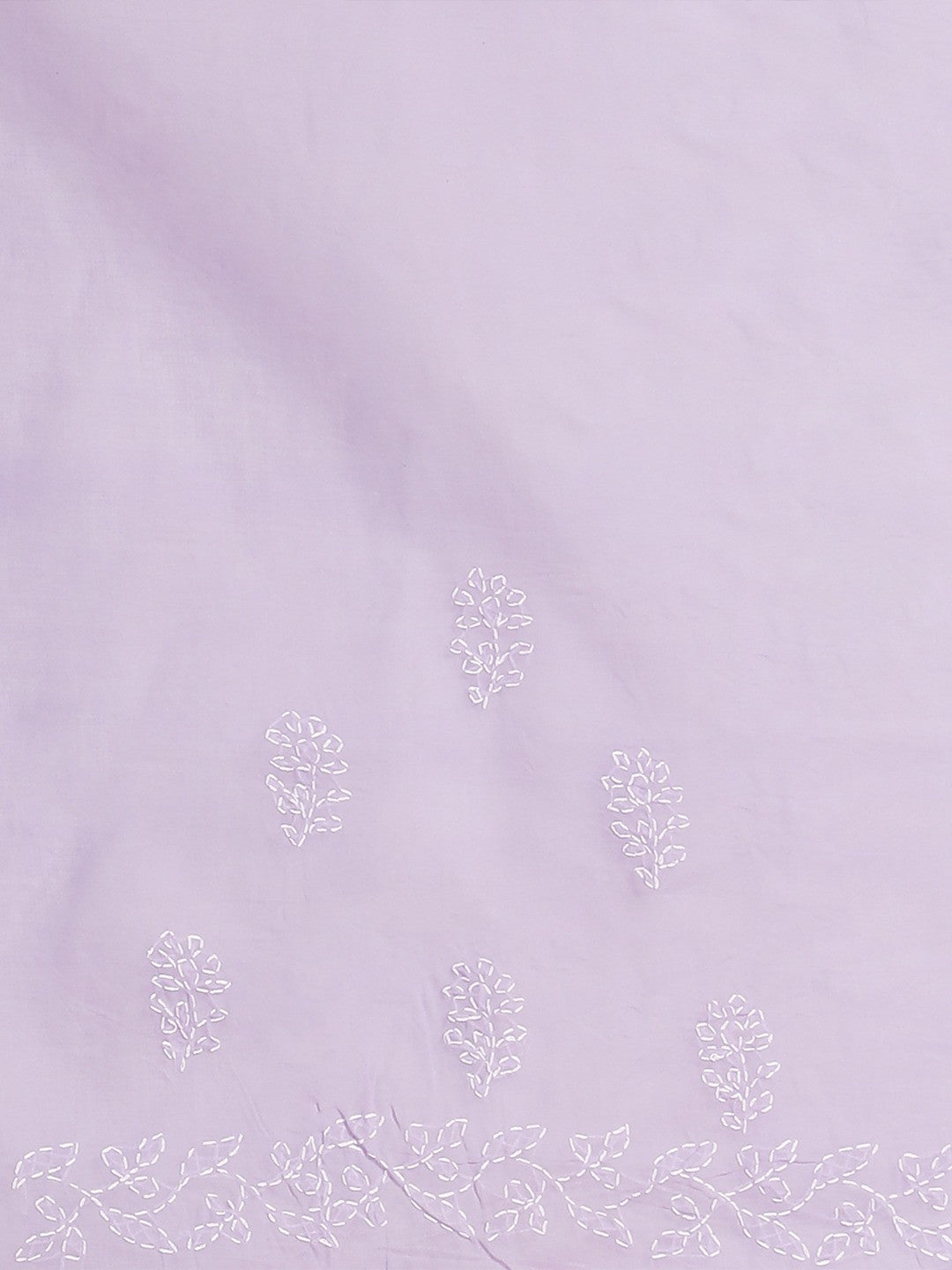 Ada Hand Embroidered Mauve Cotton Lucknow Chikan Saree With Blouse- A311188