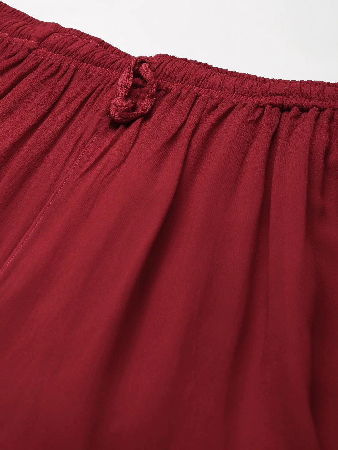 Ada Hand Embroidered Red Viscose Georgette Lucknowi Chikankari Palazzo A711157