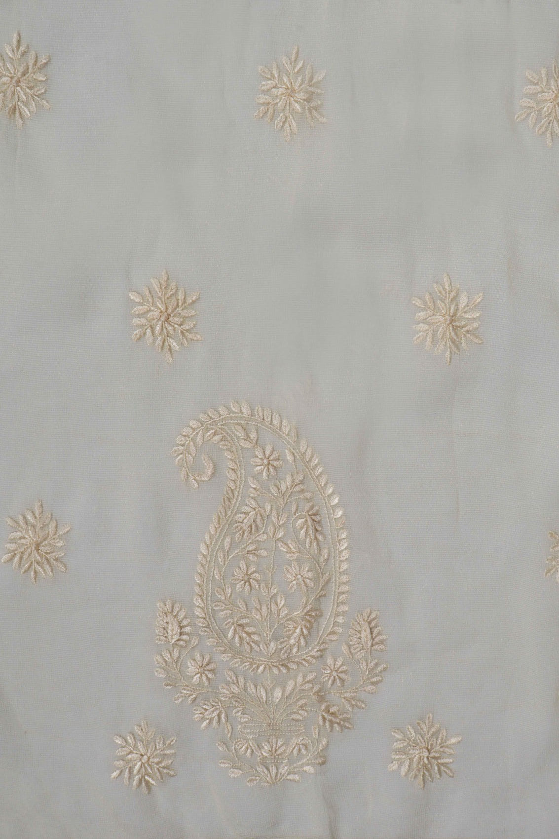 Ada Hand Embroidered ivory white Net Lucknowi Chikakari Semi-Stitched Anarkali Kurta A623179
