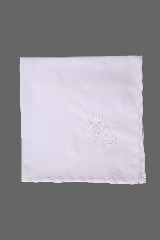 Ada Hand Embroidered White Cotton Lucknowi Chikankari Dining Table Runner Set A96914