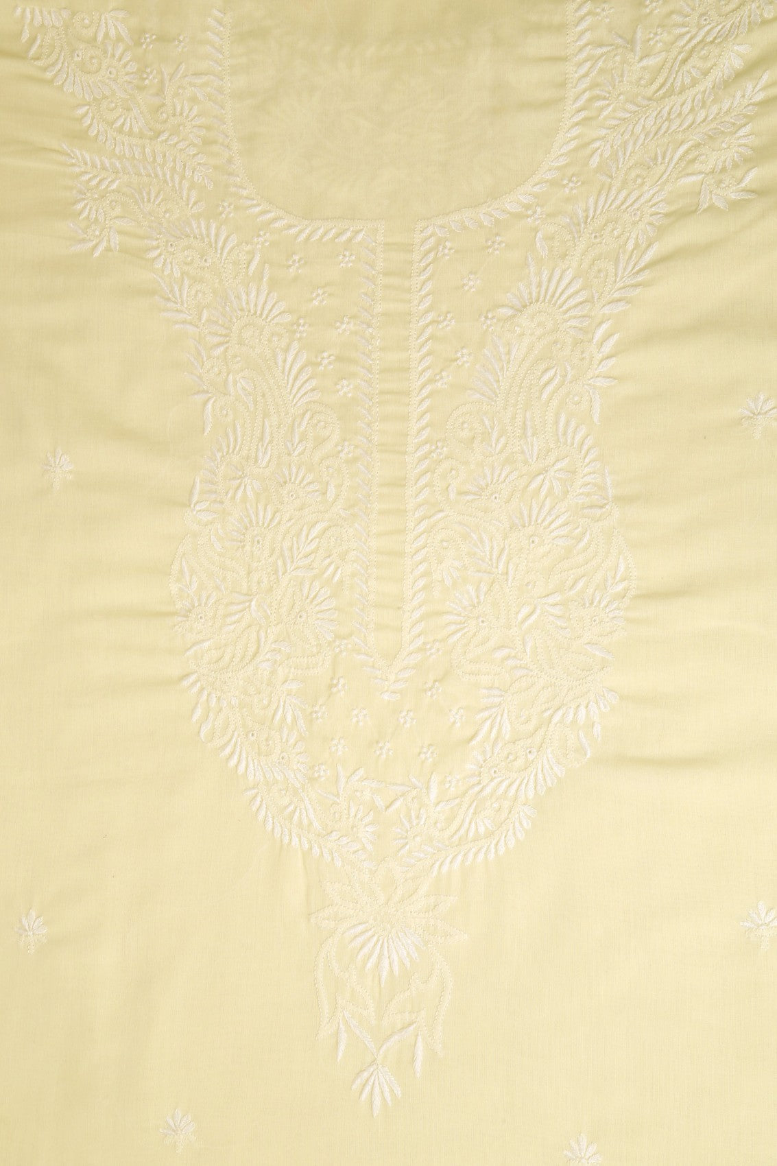 Ada Hand Embroidered Lemon Cotton Lucknowi Chikankari Unstitched Suit Piece 01A310179