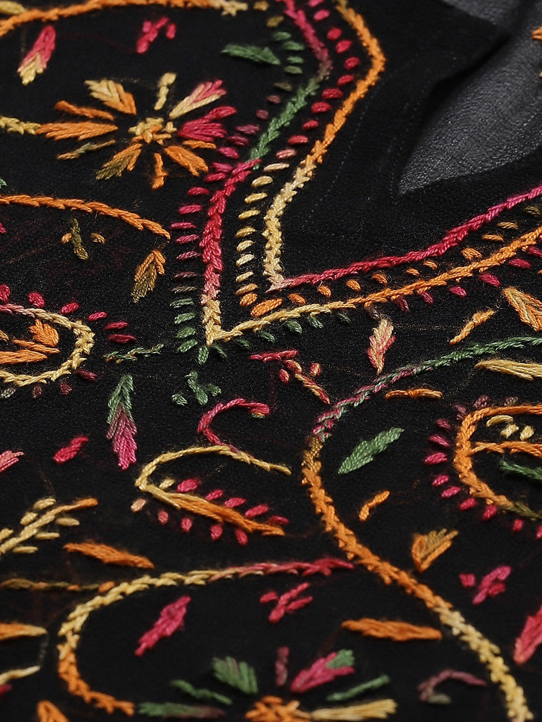 Ada Hand Embroidered Black Georgette Lucknowi Chikankari Kurta Set With Slip A811120