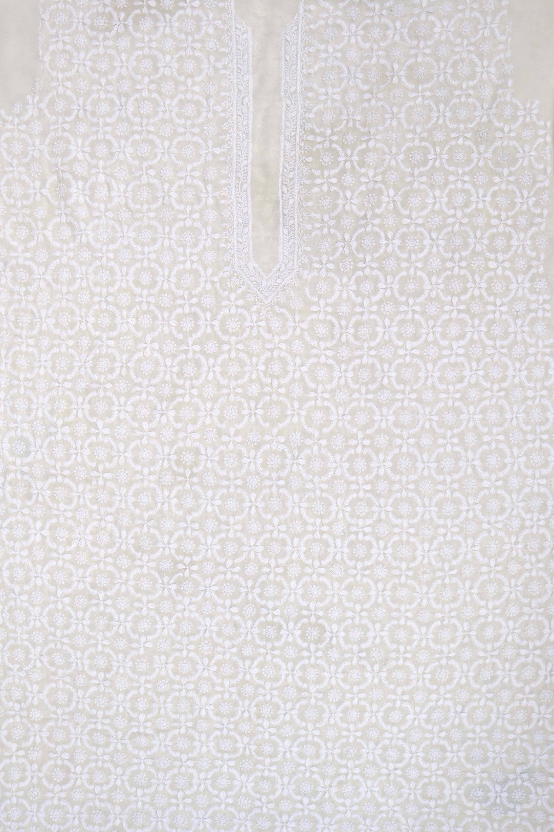 Ada Hand Embroidered Off White Georgette Lucknowi Chikankari Unstitched Men's Kurta Piece 01A189557