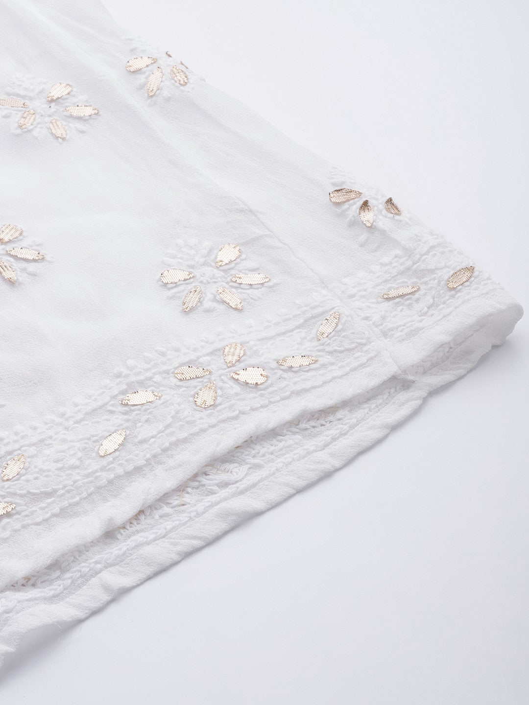 Ada Hand Embroidered White Georgette Lucknowi Chikankari Palazzo With Gota Patti Work A711168