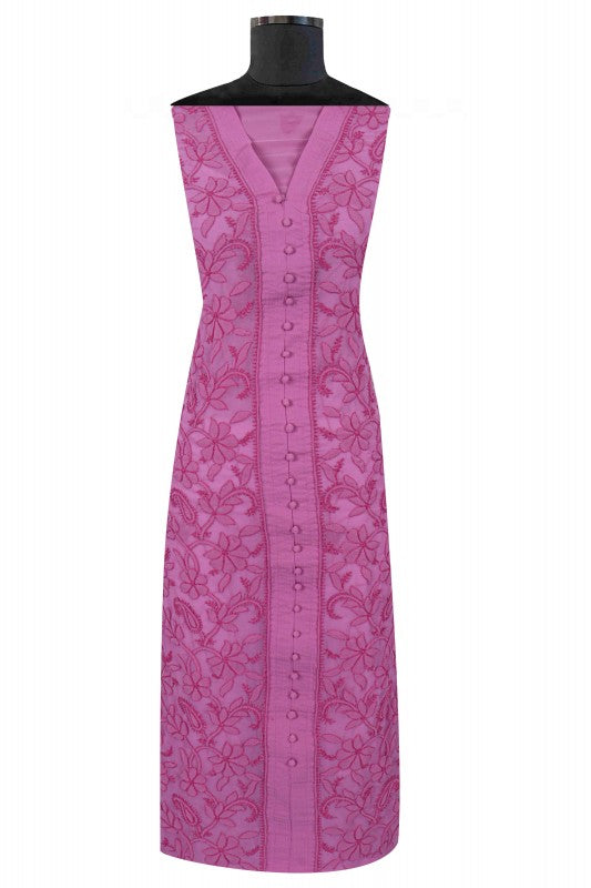 Ada Hand Embroidered Mauve Georgette Lucknowi Chikan Semi-stitched Kurta Piece A108762