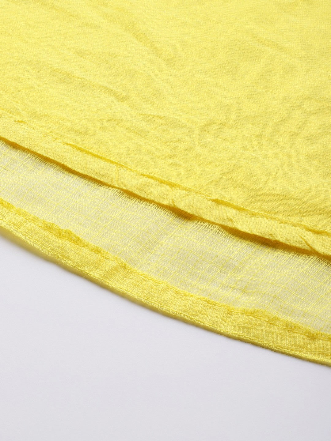 Ada Hand Embroidered Yellow Kota Lucknowi Chikankari Kurta with Trouser Set A811145