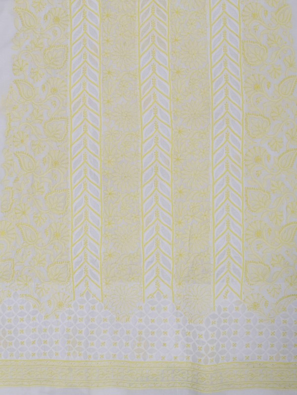 Ada Hand Embroidered White Cotton Lucknowi Chikankari Unstitched Suit Piece 01A133327