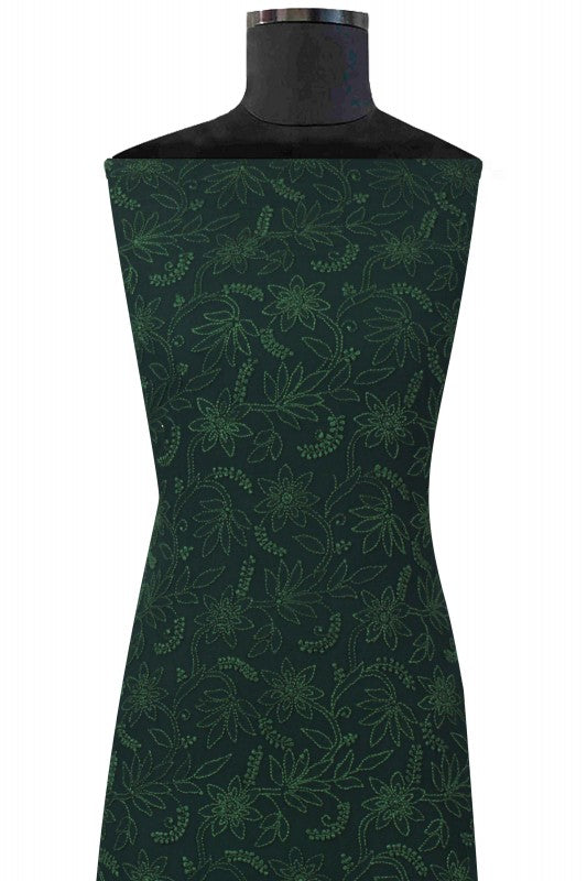Ada Hand Embroidered Dark Green Georgette Lucknowi Chikan Unstitched Kurta Piece A536658