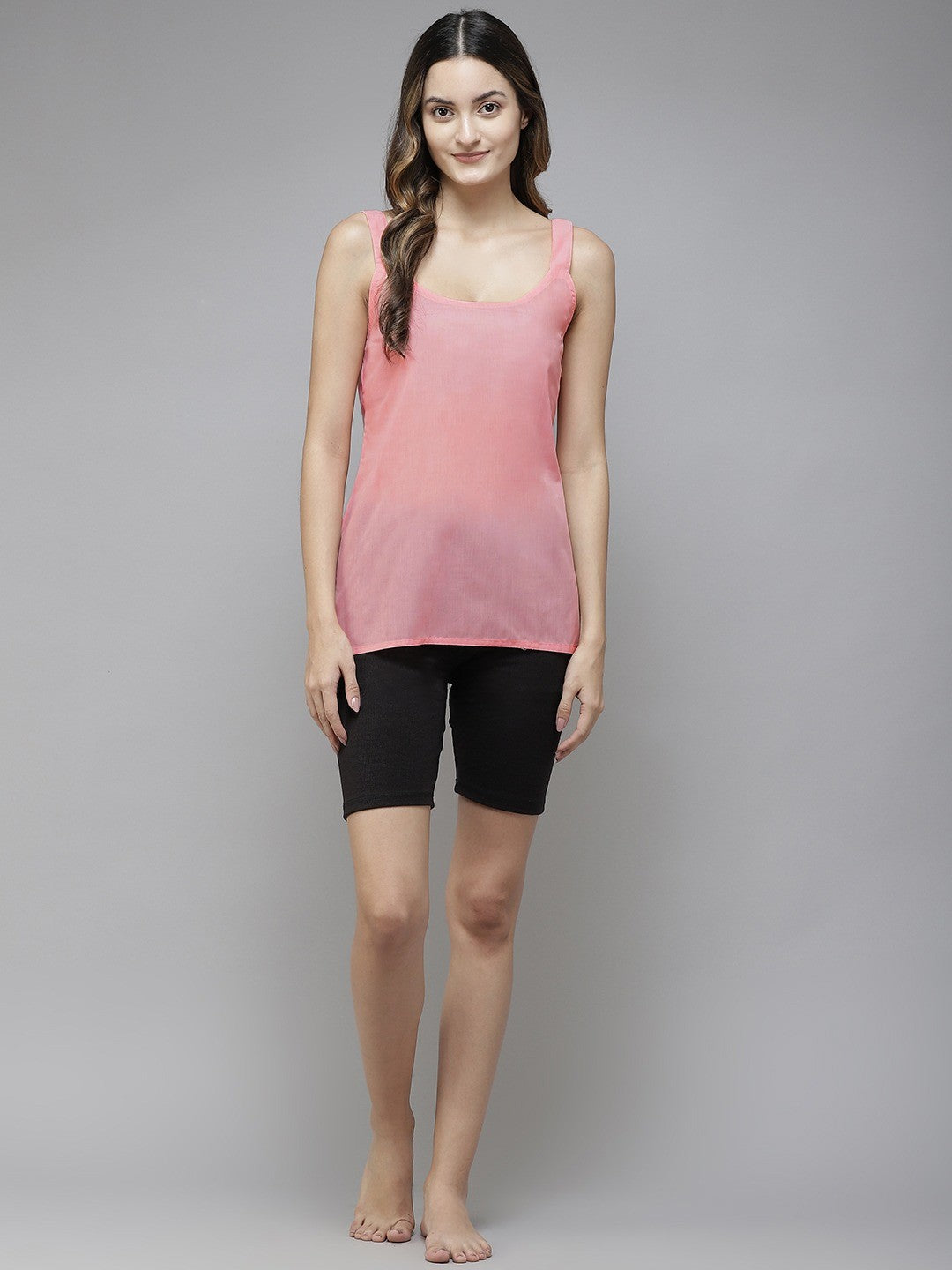 Ada White & Peach Cotton Short Slips Combo of 2 A111168.