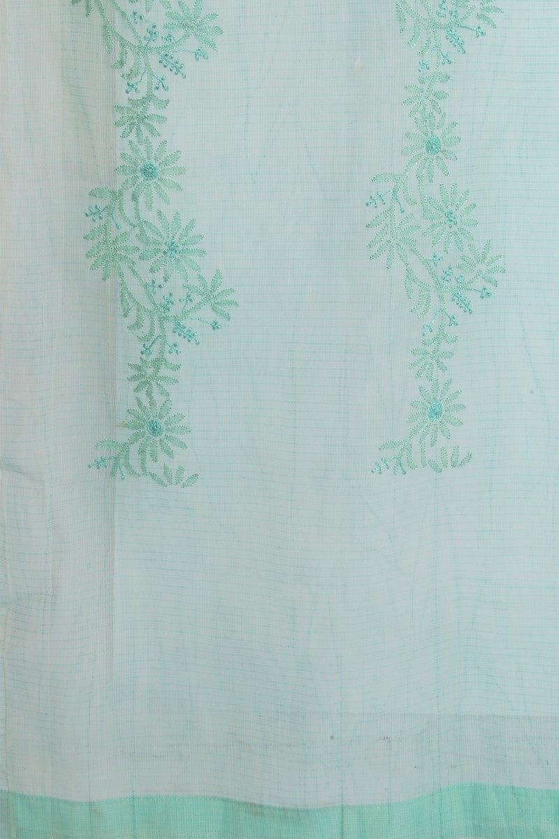 Ada Hand Embroidered Sea Green Kota Lucknowi Chikankari Curtain A37797