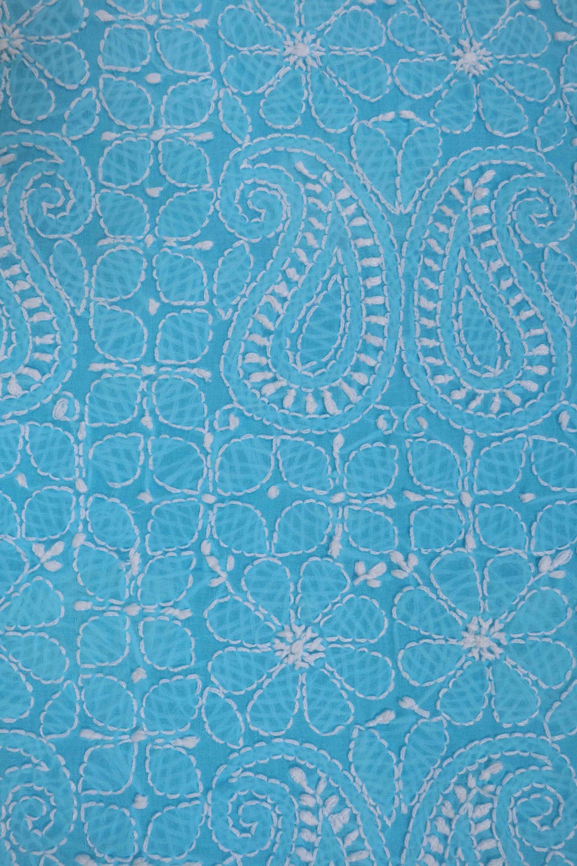 Ada Hand Embroidered Sky Blue Cotton Lucknowi Chikan Unstitched Suit Piece A495590