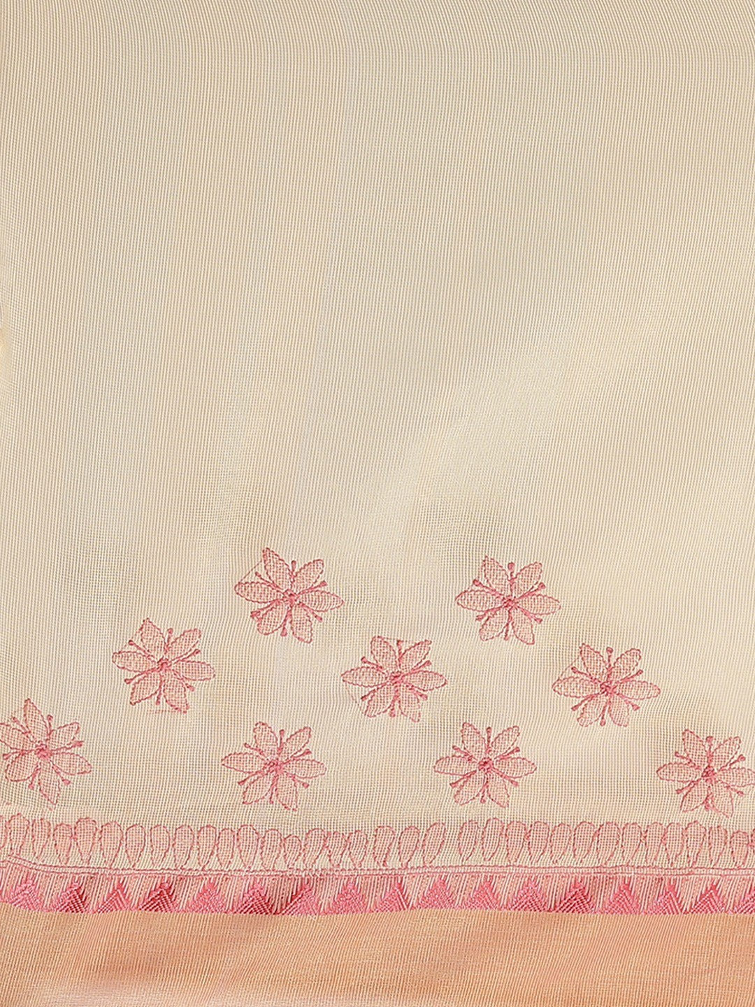Ada Hand Embroidered Fawn Kota Lucknow Chikan Saree With Blouse A311244