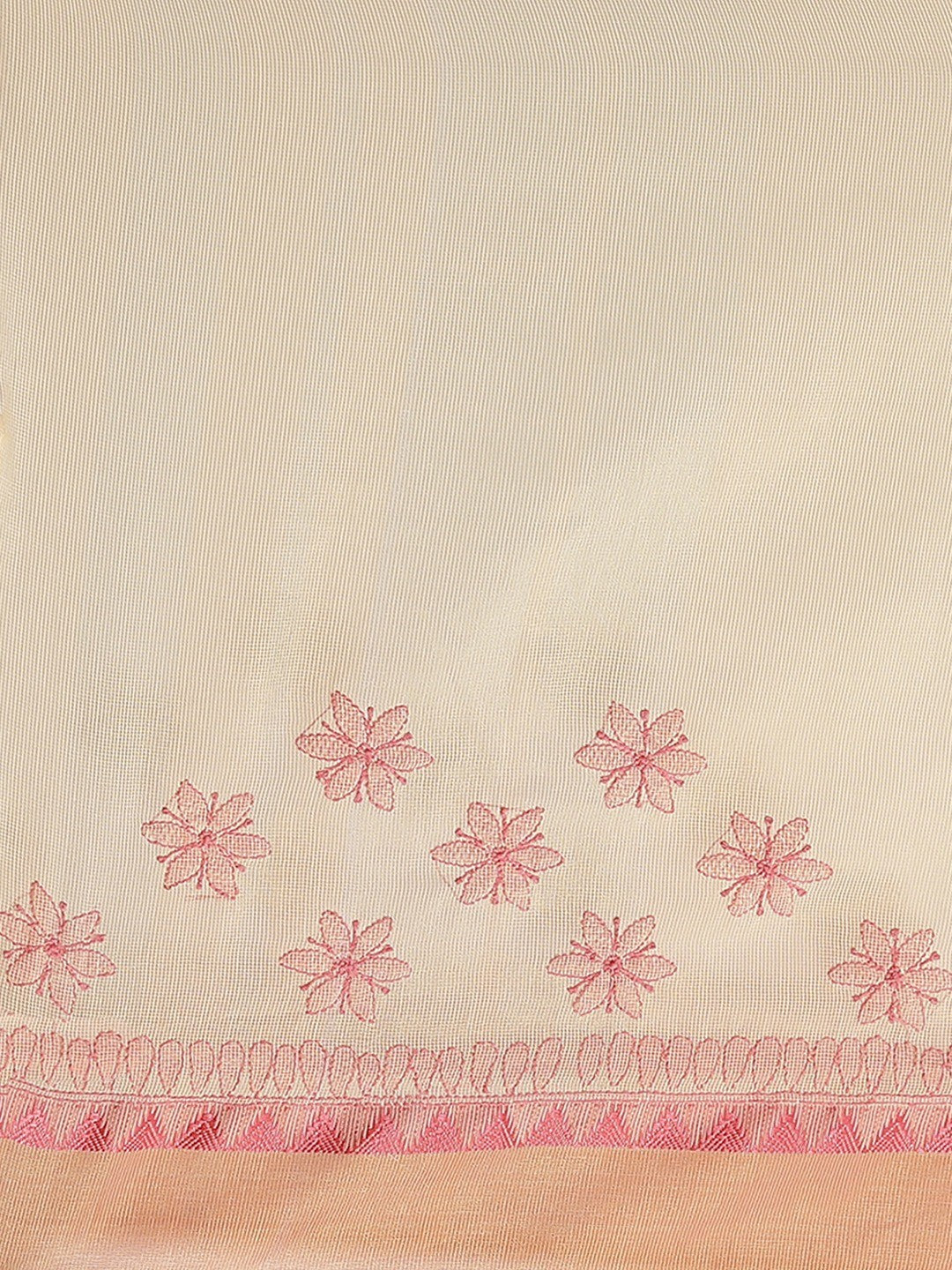 Ada Hand Embroidered Fawn Kota Lucknow Chikan Saree With Blouse A311244