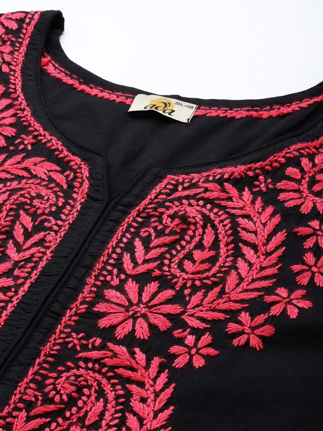 Ada Hand Embroidered Black Cotton Lucknow Chikankari Straight Kurta A411404