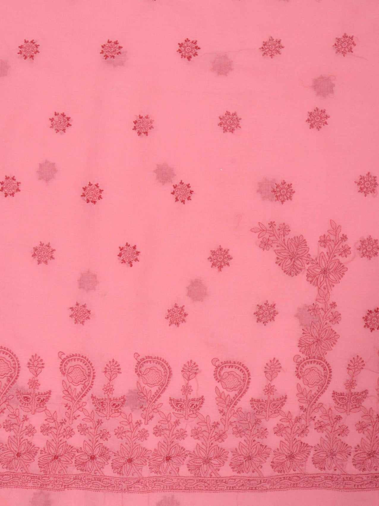 Ada Hand Embroidered Peach Cotton Lucknowi Chikankari Unstitched Suit Piece 01A201793