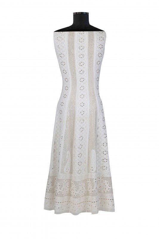 Ada Hand Embroidered White Georgette Semi-stitched Anarkali Kurta Dupatta With Muqaish Work-A614212