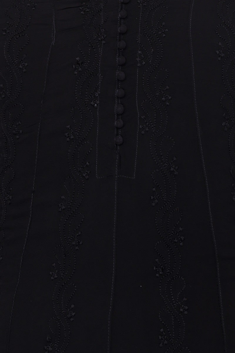 Ada Hand Embroidered Black Georgette Lucknowi Chikankari Semi-Stitched Anarkali Kurta Piece A567426