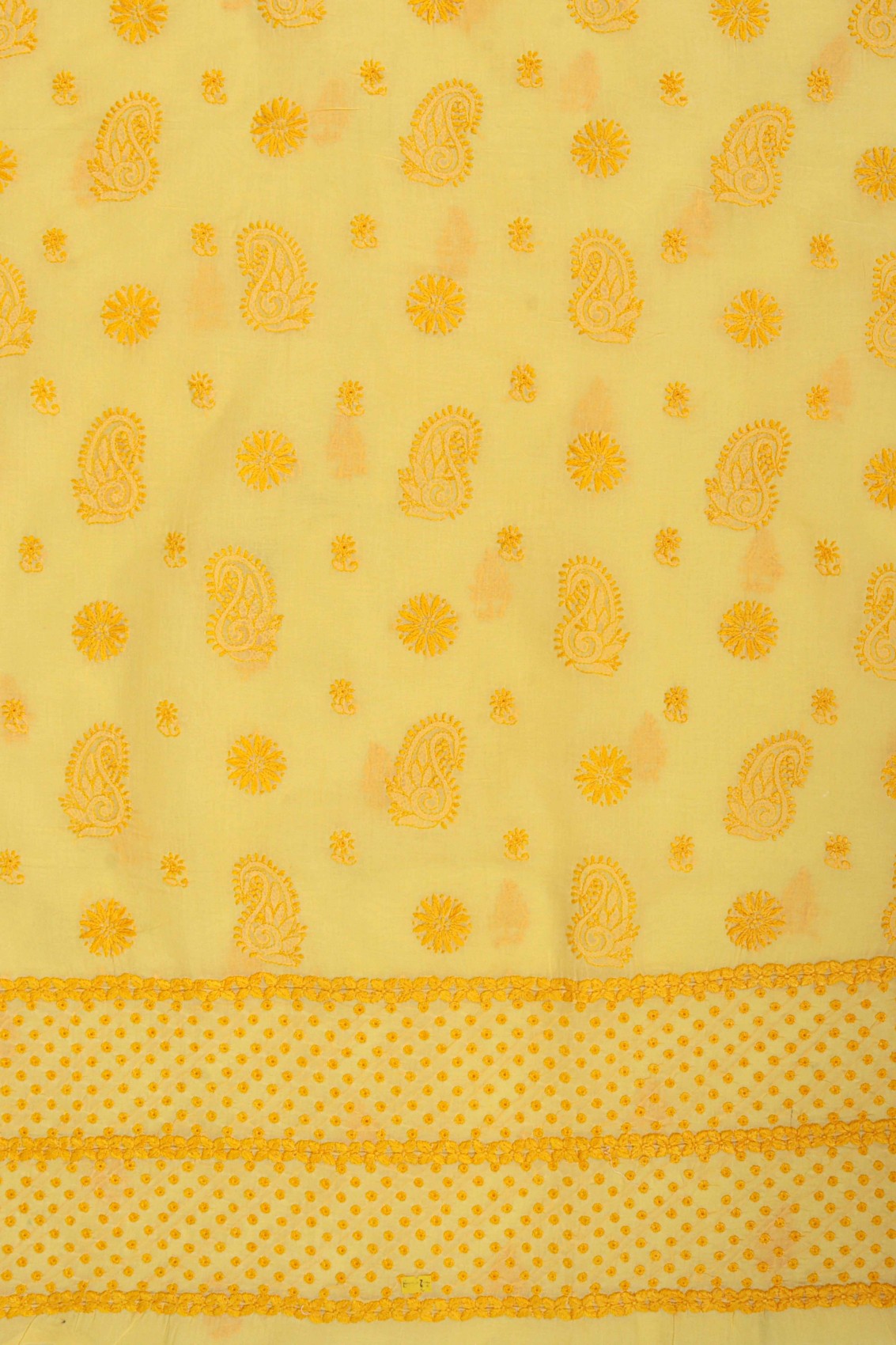Ada Hand Embroidered Yellow Cotton Lucknowi Chikankari Unstitched Suit Piece 01A179333