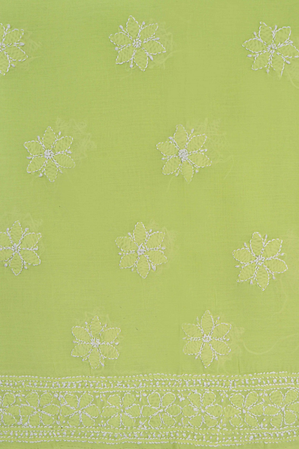 Ada Hand Embroidered Sheen Green Cotton Lucknowi Chikankari Unstitched Suit Piece With Cutdana 01A231891
