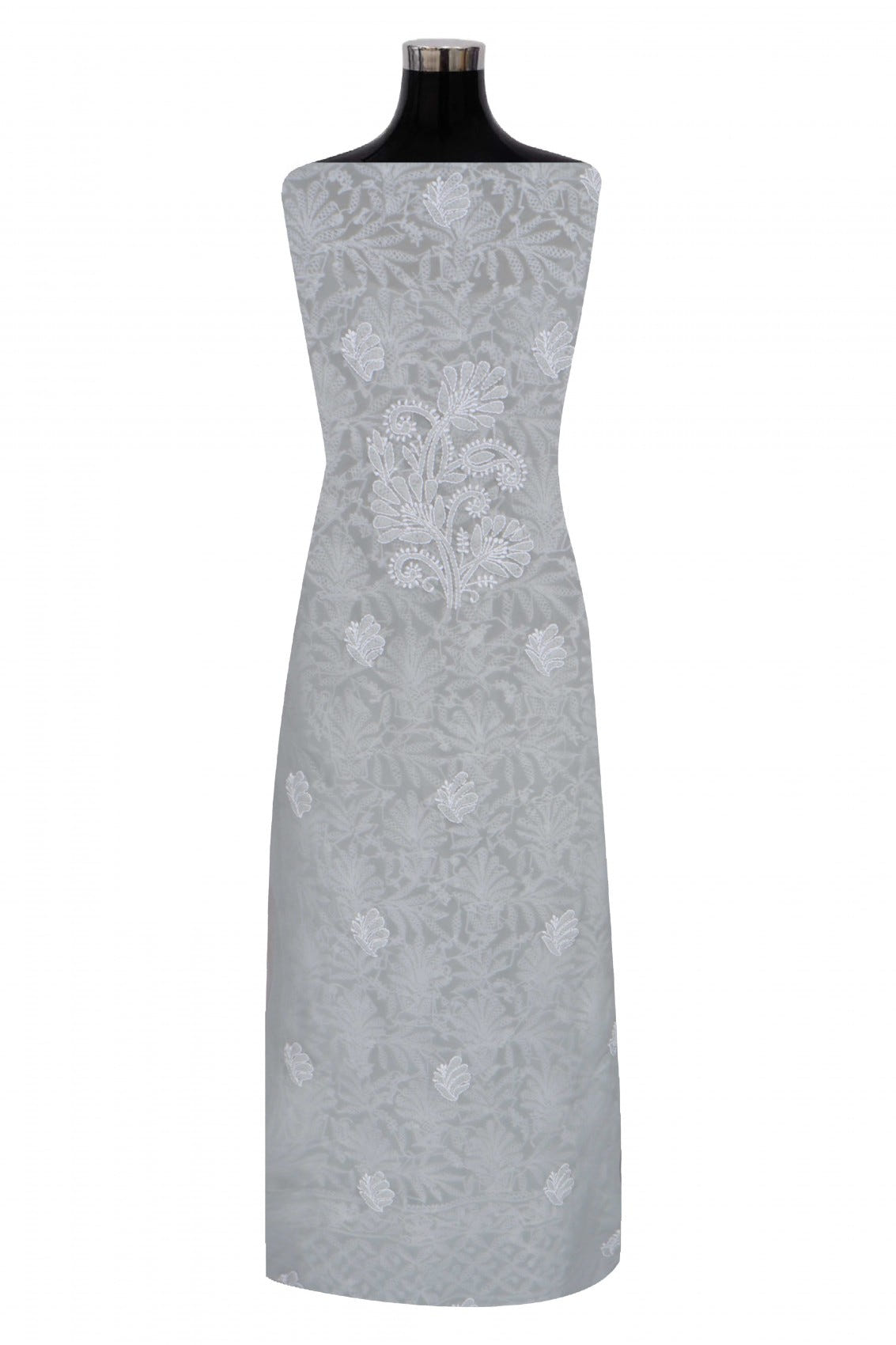 Ada Hand Embroidered Grey Georgette Lucknowi Chikankari Unstitched Suit Piece 01A262086