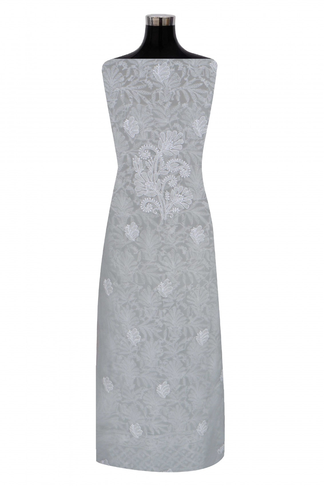Ada Hand Embroidered Grey Georgette Lucknowi Chikankari Unstitched Suit Piece 01A262086