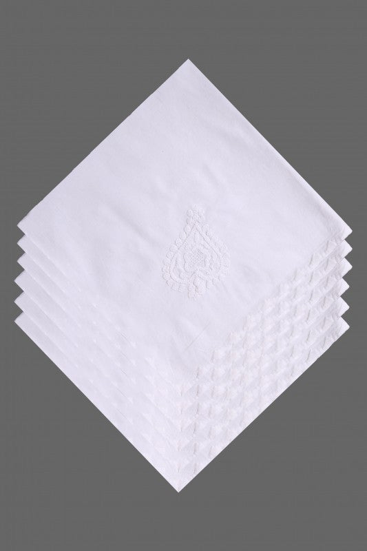 Ada Hand Embroidered White Cotton Lucknowi Chikankari Dining Table Runner Set A96897