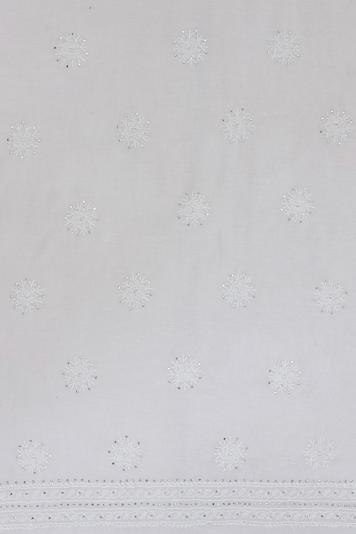 Ada Hand Embroidered Off White Chanderi Lucknowi Chikankari Unstitched Suit Piece With Muqaish Work A604136