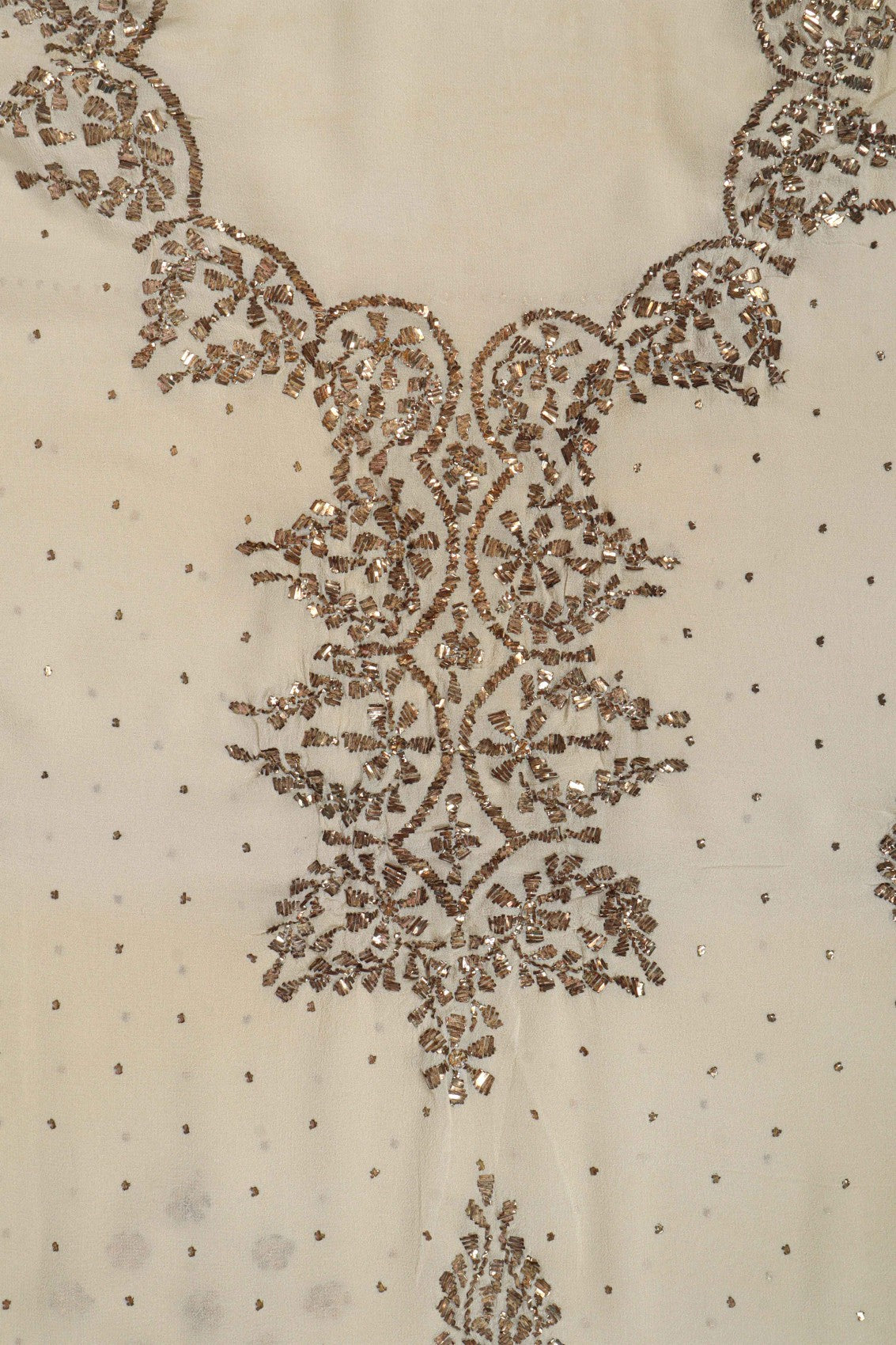 Ada Hand Embroidered Off White Georgette Lucknowi Chikankari Unstitched Kurta Piece With Muqaish Work A514890