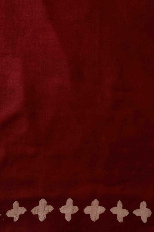 Ada Hand Embroidered Maroon Silk Chikan Unstitched Men's Kurta Piece-A241812