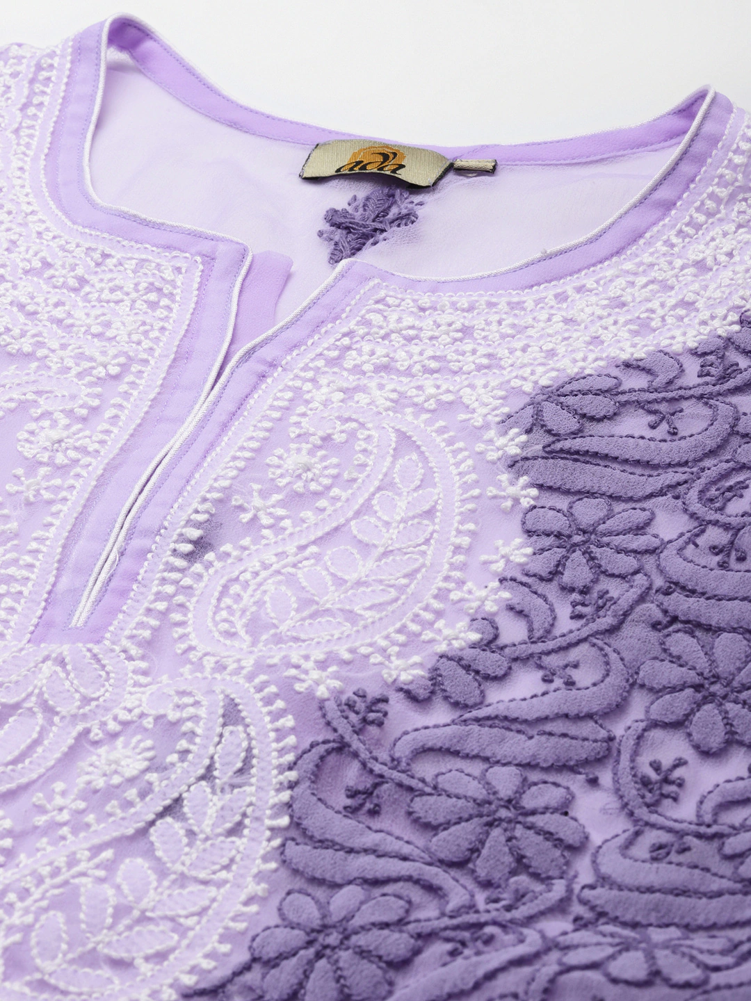 Ada Hand Embroidered Mauve Georgette Lucknowi Chikankari Short Kurti With Slip A211683