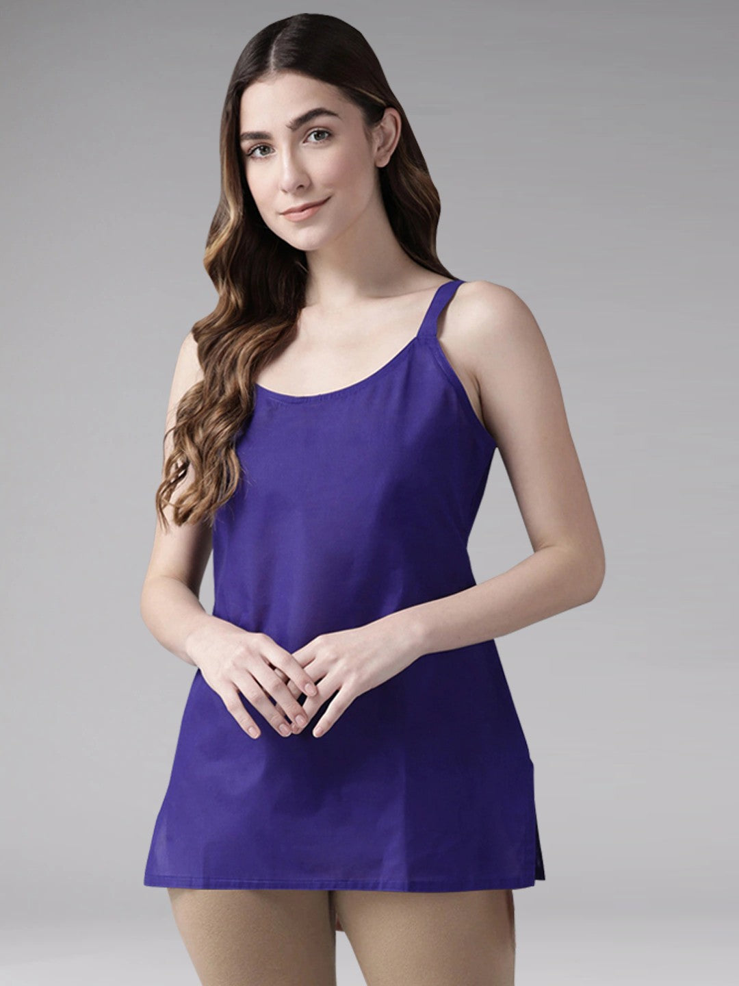 Ada Blue and Black Cotton Short Slips Combo of 2 A312880.