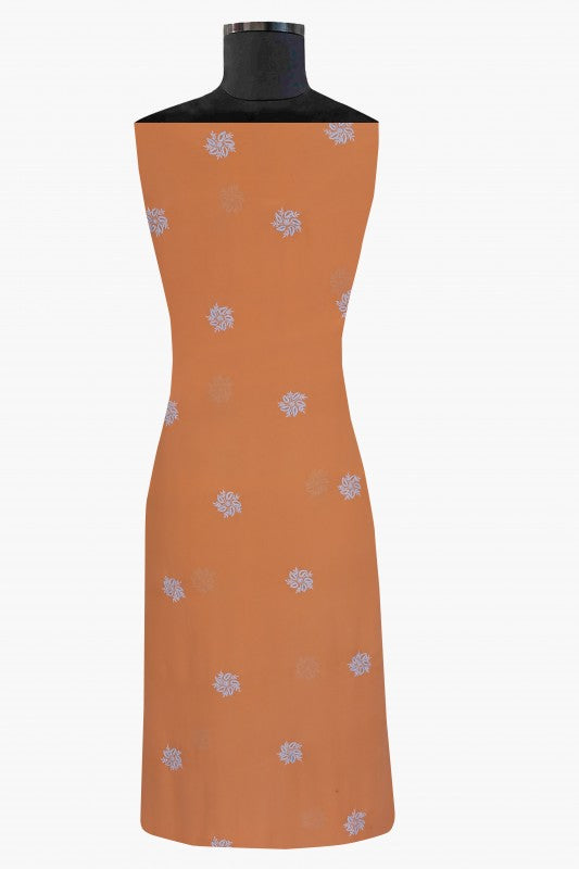 Ada Hand Embroidered Rust Pure Georgette Lucknowi Chikan Unstitched Kurta Dupatta A557083