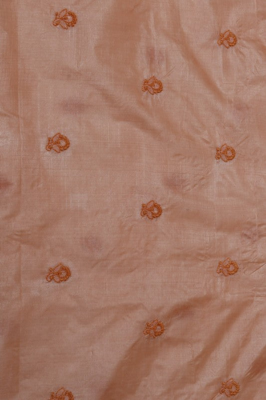 Ada Hand Embroidered Peach Tusser Silk Lucknow Chikankari Men's Kurta Piece-A525206