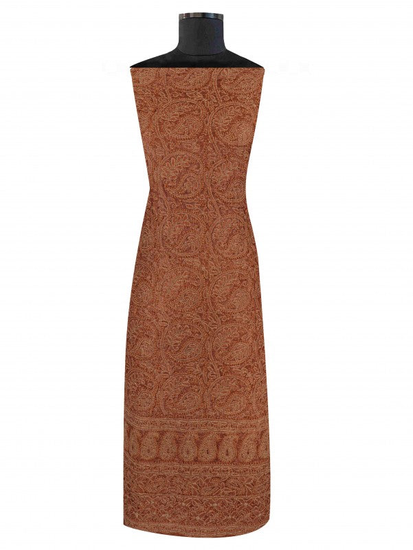 Ada Hand Embroidered Bronze Rust Silk Lucknowi Chikankari Unstitched Kurta Piece A612137