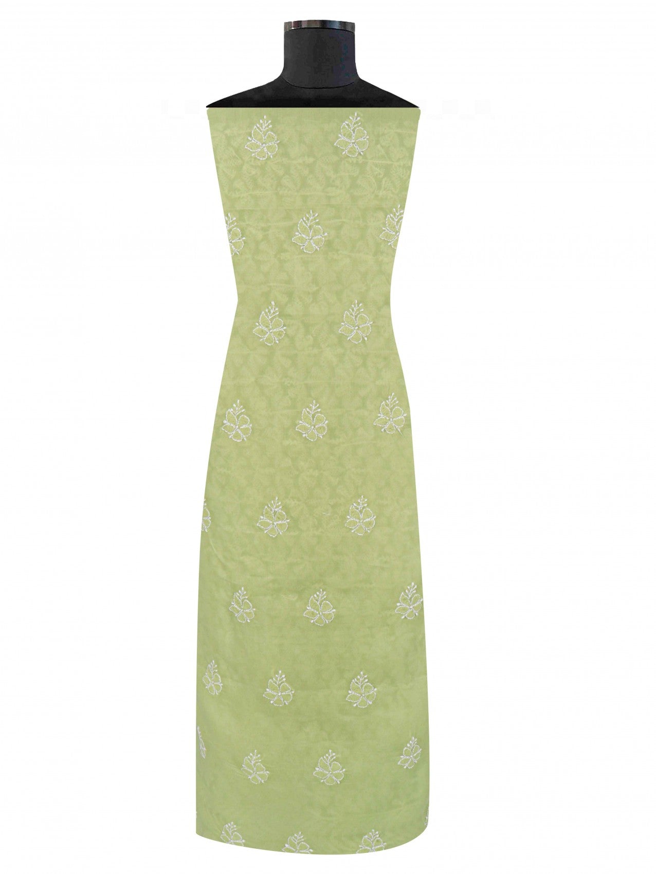 Ada Hand Embroidered Sheen Green Cotton Lucknowi Chikankari Unstitched Suit Piece 01A197623