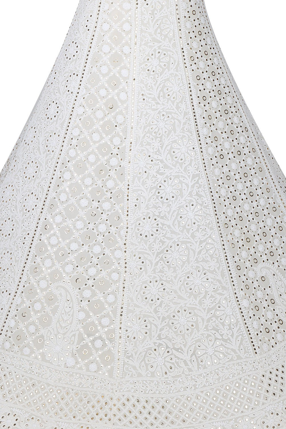 Ada Hand Embroidered White Pure Georgette Lucknowi Chikankari Lehenga Set with Muqaish Work A617820